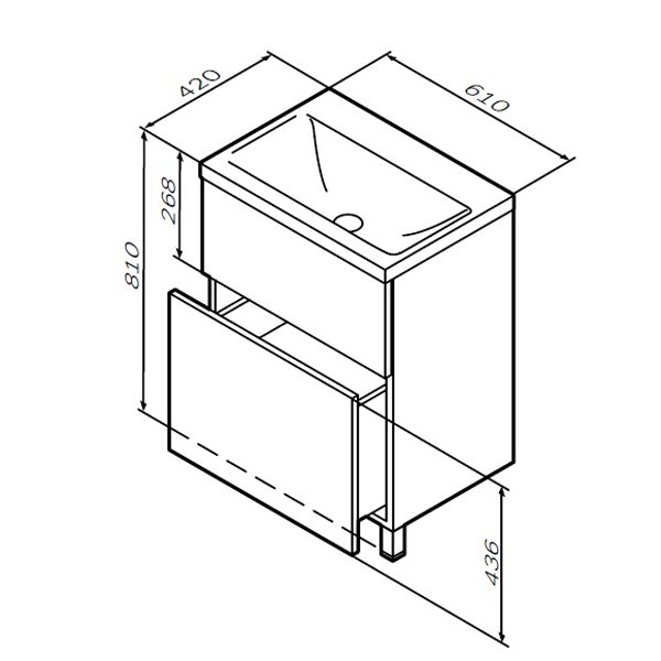 Тумба под раковину AM.PM Gem 60 напольная, 2 ящика, цвет белый глянец