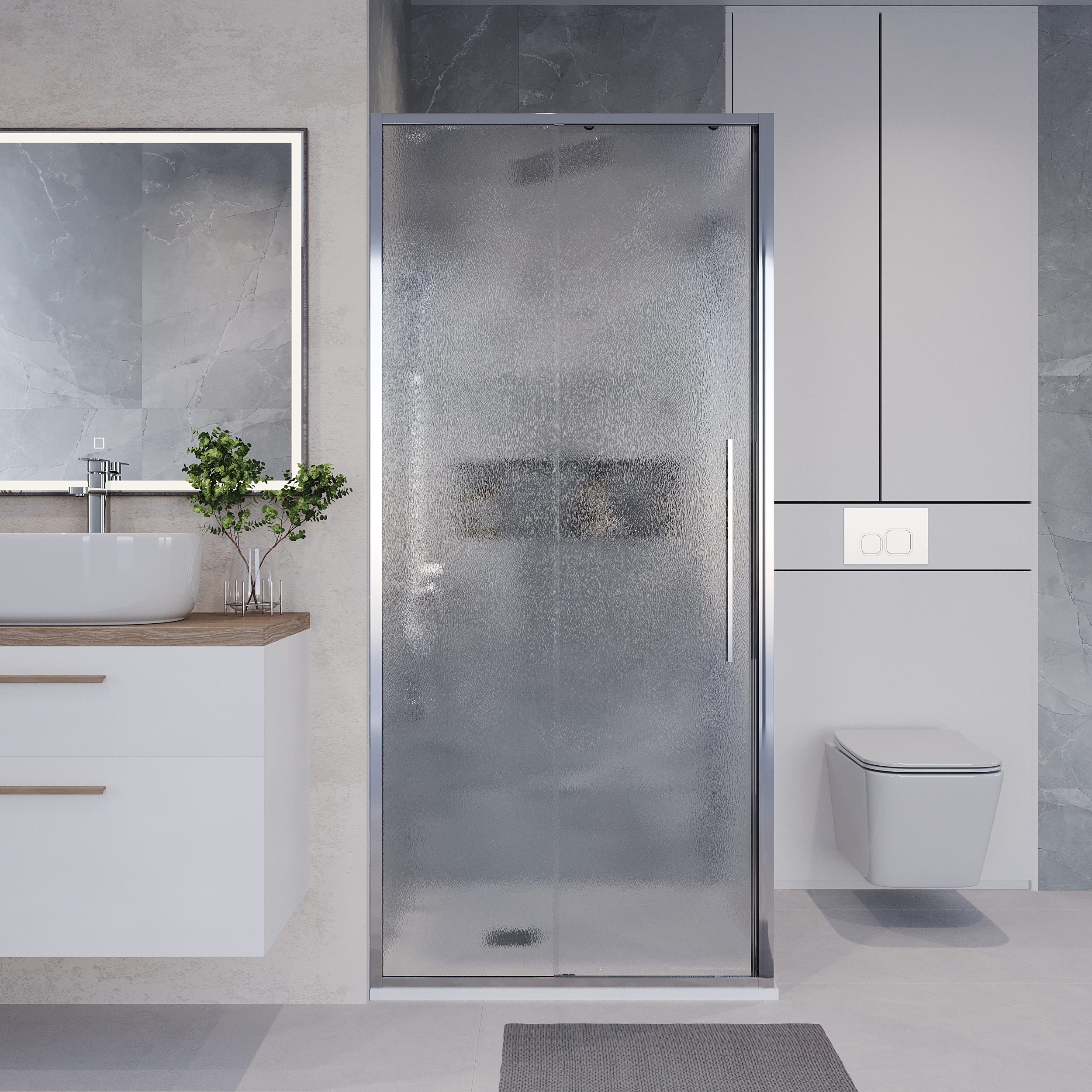 Душевой уголок Niagara Nova NG-65-10CH-CH90-34 100x90, левый, стекло шиншилла, профиль хром - фото 1