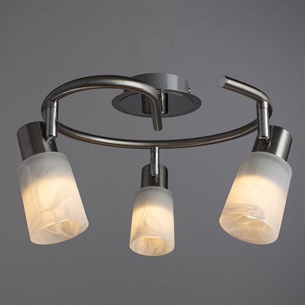 Спот Arte Lamp Cavalletta A4510PL-3SS, арматура серебро, плафоны стекло белое, 30х30 см