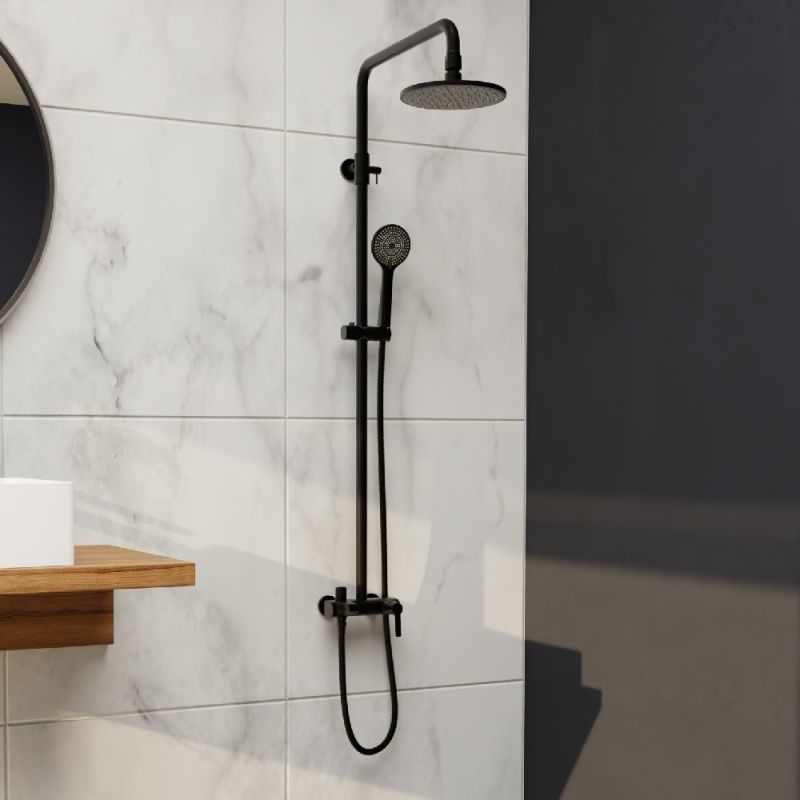 Душевая стойка RGW Shower Panels SP-31 B, с верхним душем, смесителем, цвет черный - фото 1