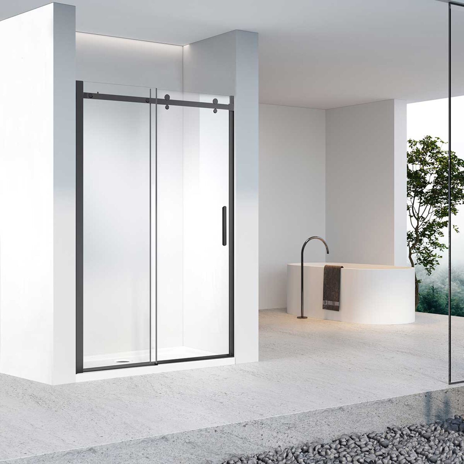 Душевая дверь Vincea Como-N VDS-4CN160CLB 160x195, стекло прозрачное, профиль черный