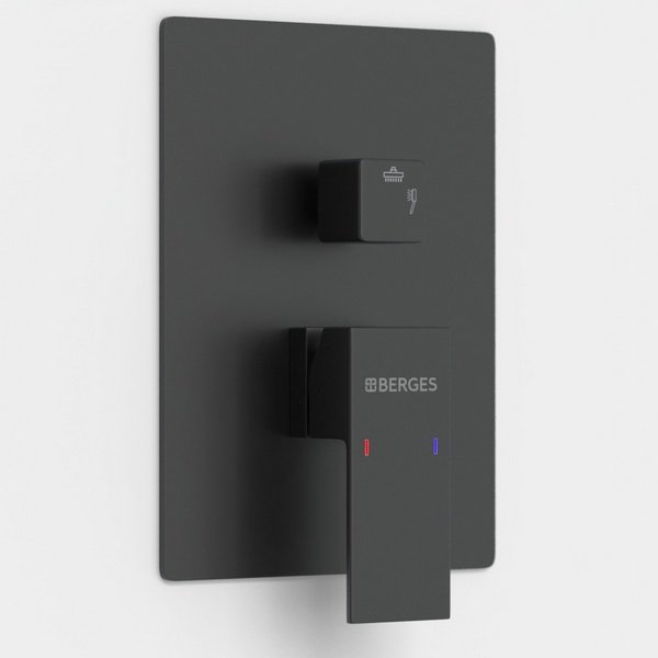 Душевой комплект Berges Ventas 3S Black 073006, встраиваемый, цвет черный матовый - фото 1