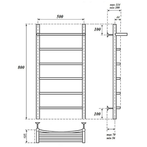 Полотенцесушитель Point П5 50x80 электрический, с полкой, цвет хром