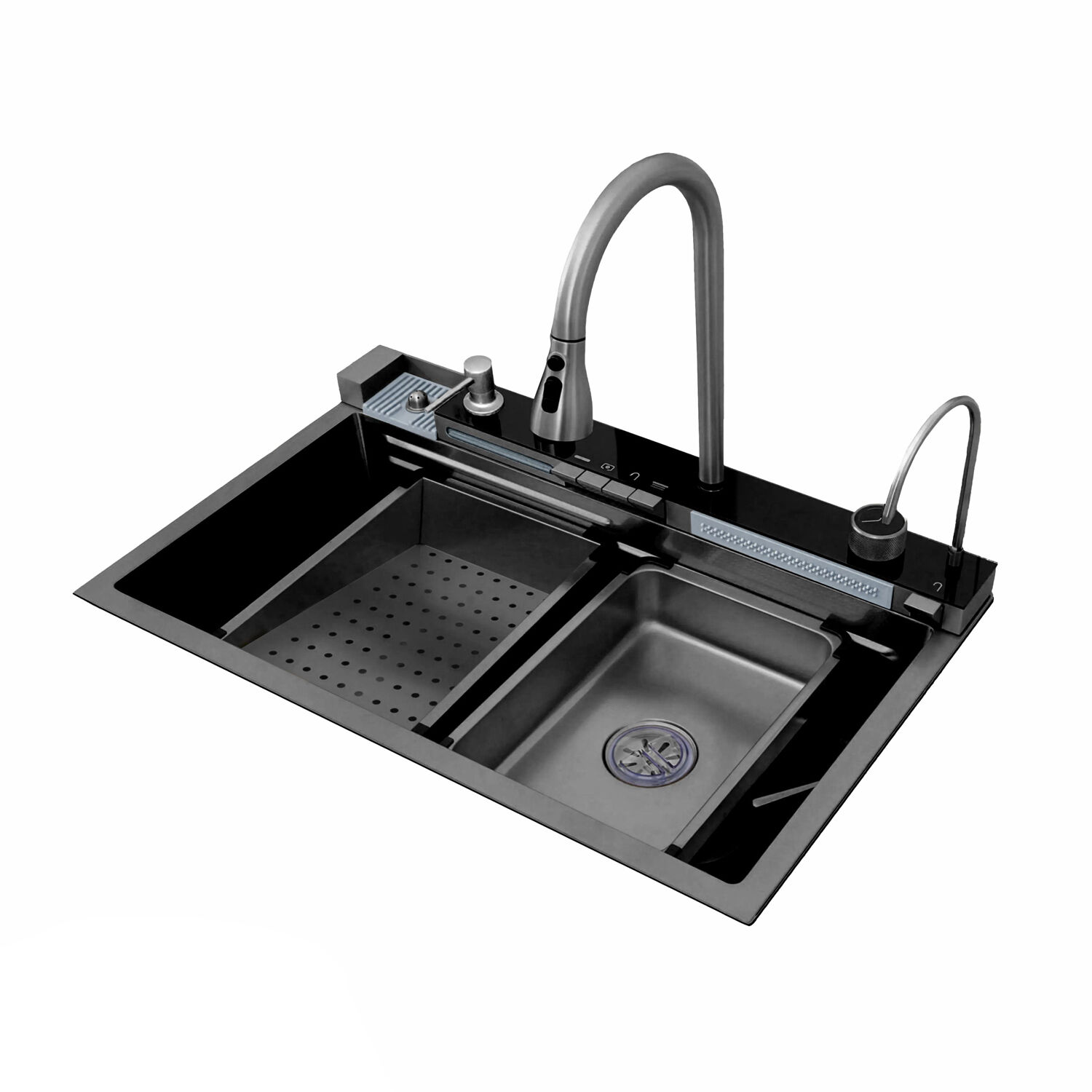 Многофункциональная кухонная мойка CeruttiSPA Gloria II Nano Black, 75x46 см, цвет графит