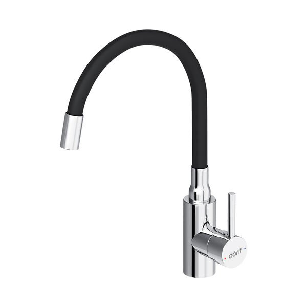 Смеситель Dorff Logic D3007622 для кухни, с гибким изливом, цвет хром / черный