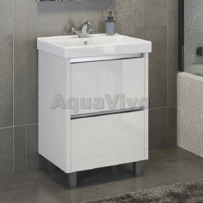 Тумба Comforty Дублин 60 с раковиной Comforty 8056 цвет белый глянец