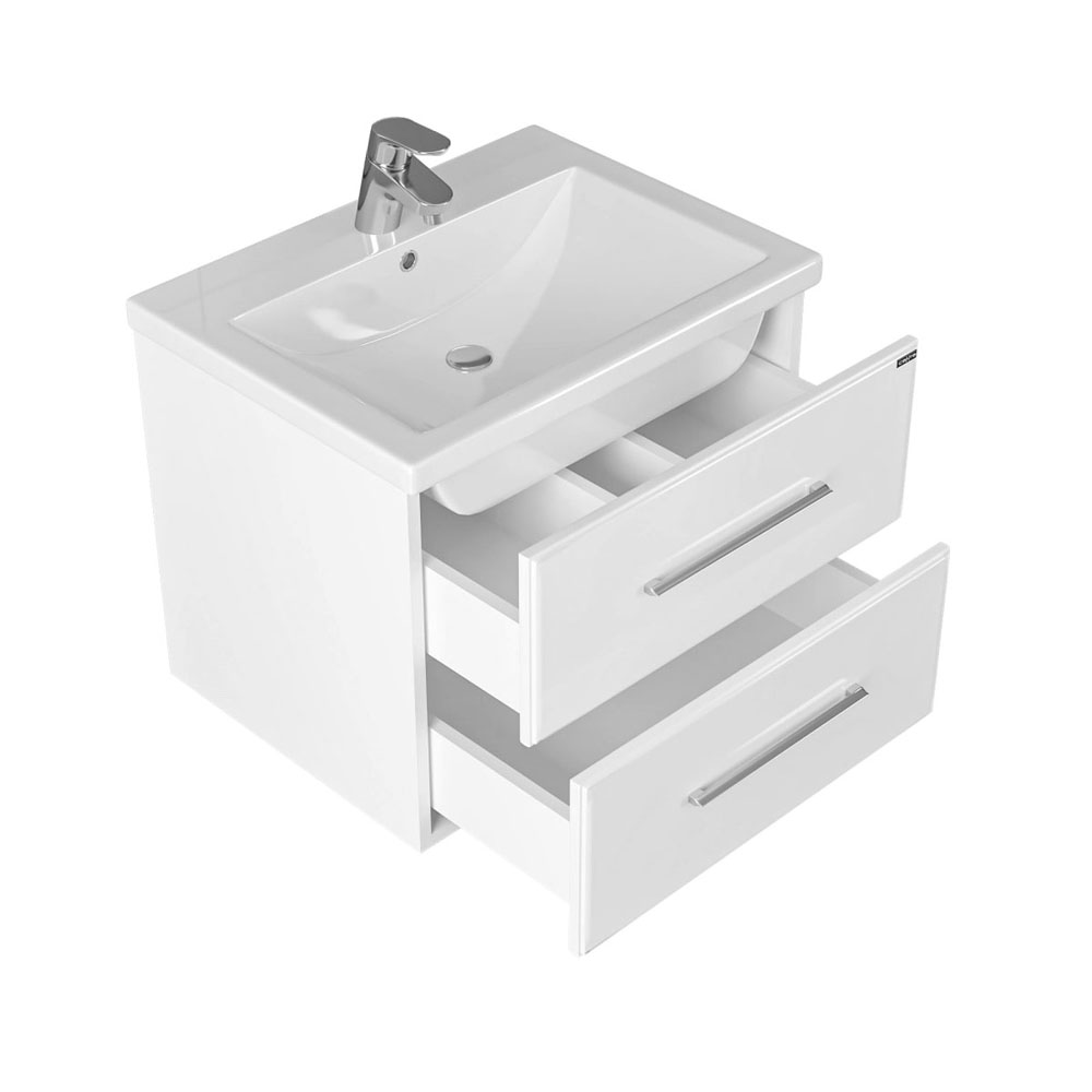 Тумба под раковину Санта Омега 60 подвесная, с ящиками, цвет белый - фото 1