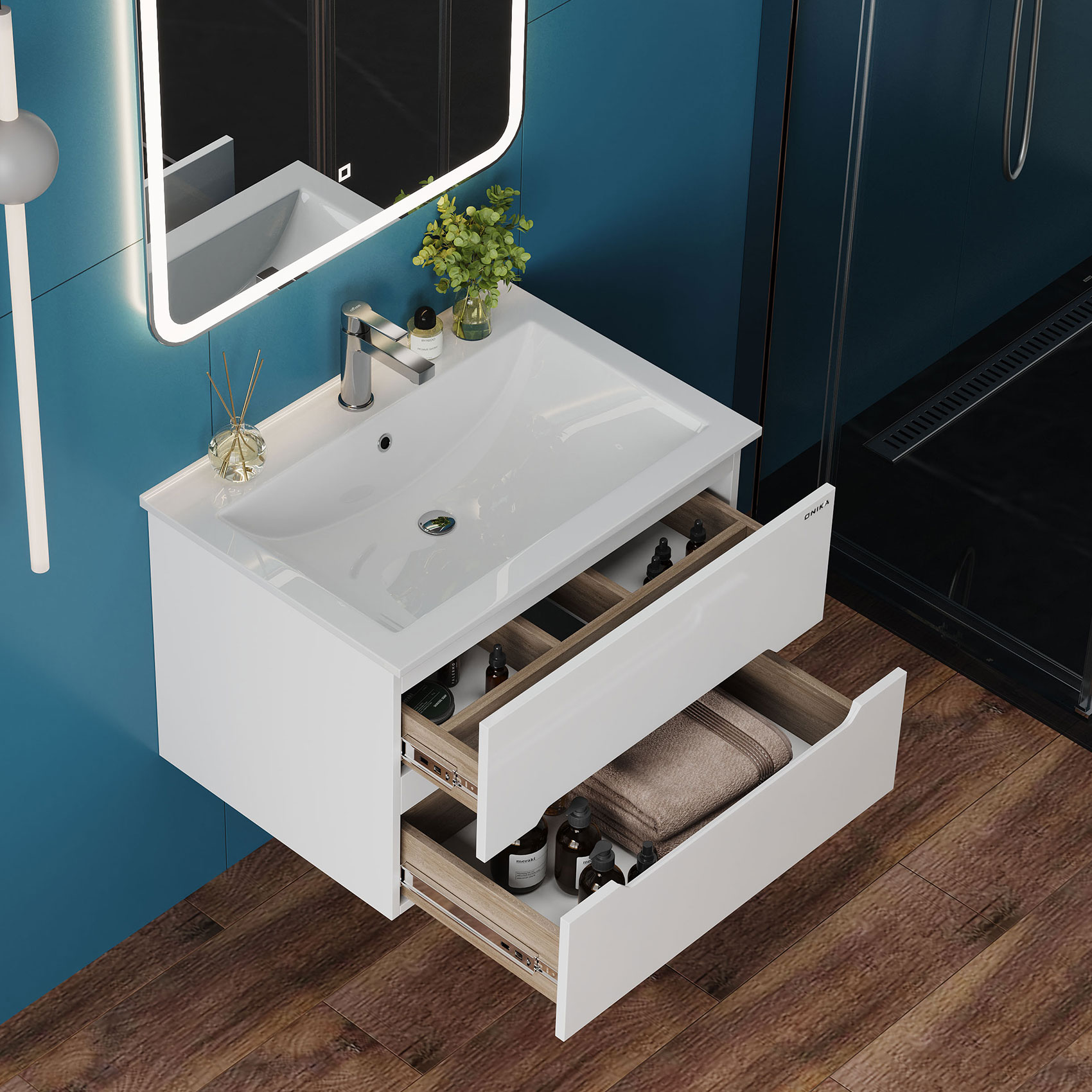 Тумба под раковину Оника Айленд 70, подвесная, цвет белый - фото 1