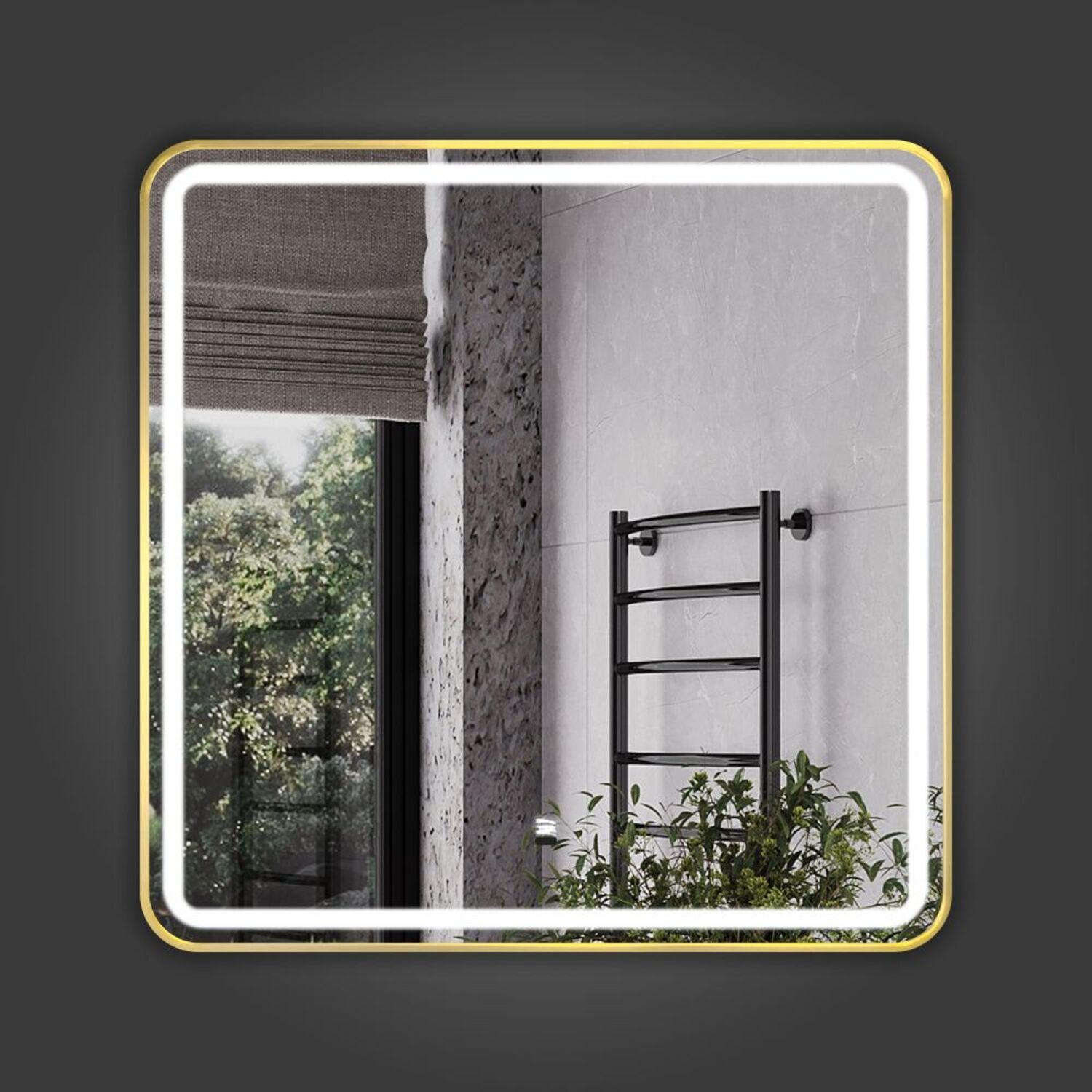 Зеркало Comforty Ситара 80, с подсветкой, функцией антизапотевания, цвет золото