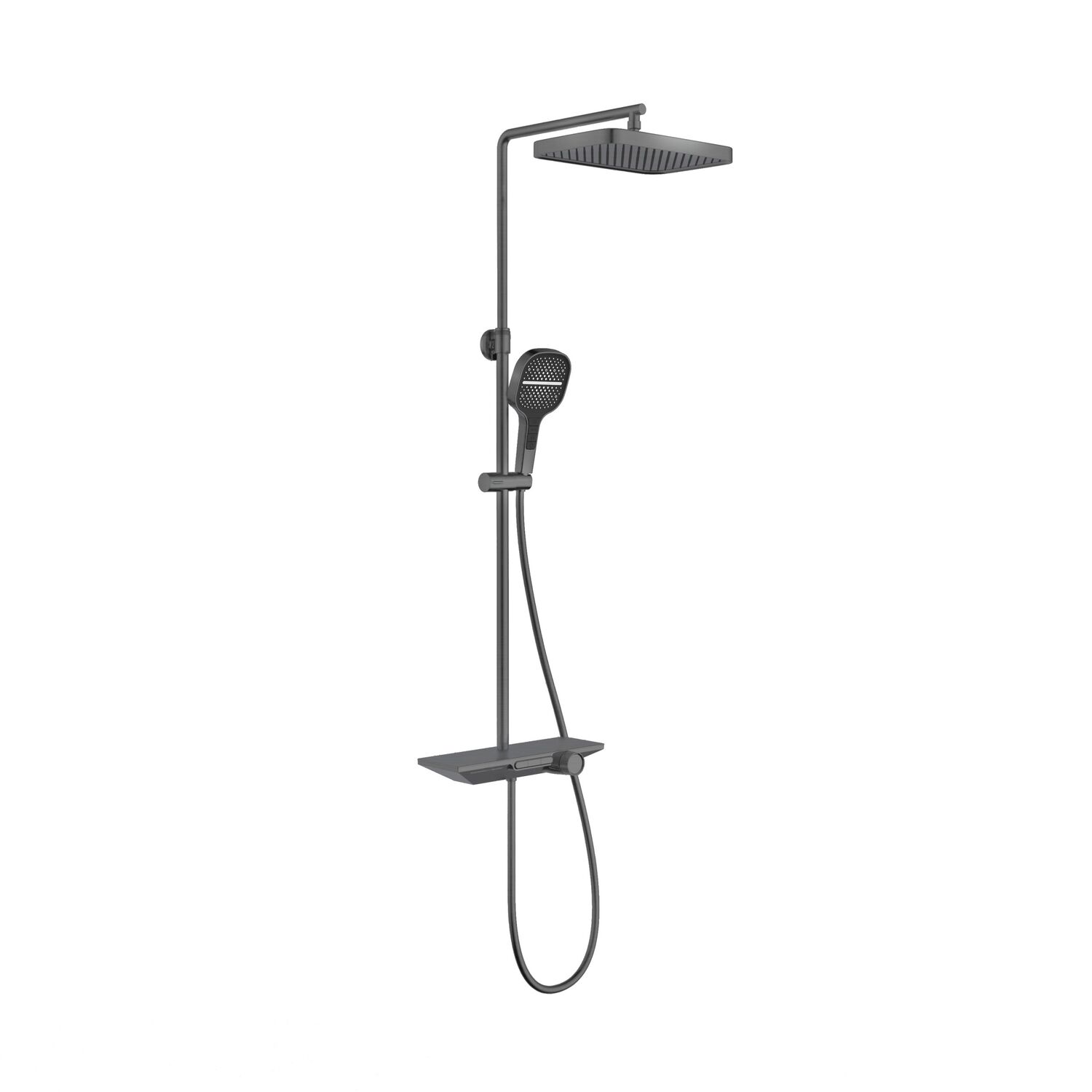 Душевая стойка Vincea VSFS-411GM, с верхним душем, смесителем, цвет вороненая сталь