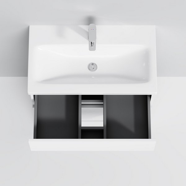 Тумба под раковину Gem S 75 напольная, цвет белый глянец - фото 1