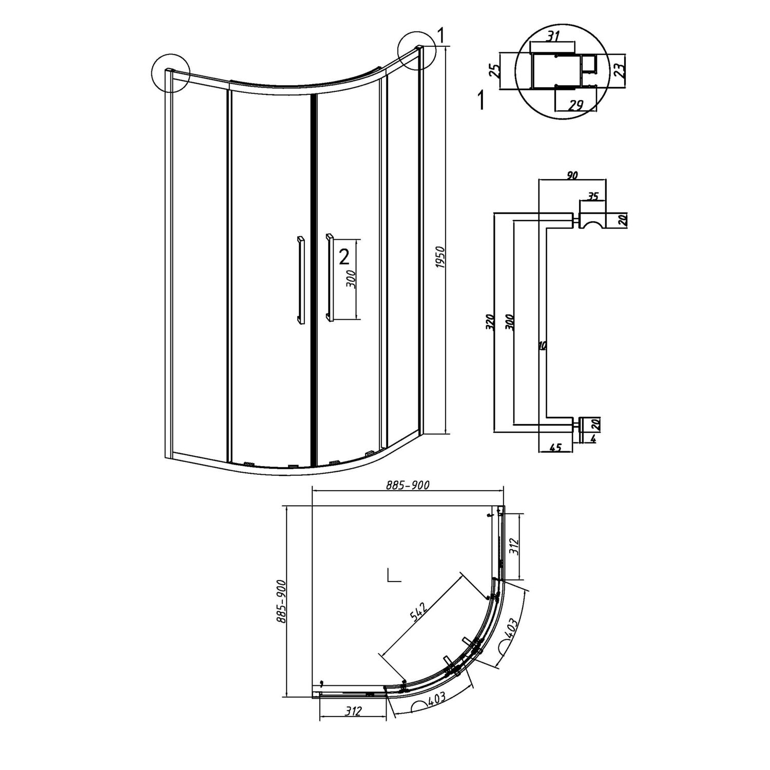 Душевой уголок Grossman Cosmo 301.K33.02.9090.42.00 90х90, стекло прозрачное, профиль графит сатин - фото 1