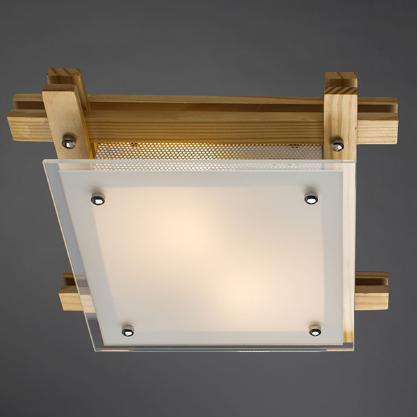 Потолочный светильник Arte Lamp Archimede A6460PL-2BR, арматура бежевая / хром, плафон стекло белое, 30х30 см