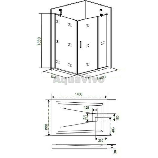 Душевой уголок Good Door Mokka WTW+SP-C-WE 140x80, стекло прозрачное, профиль белый - фото 1