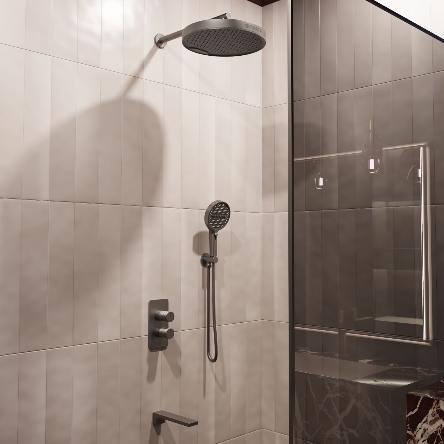 Душевой комплект Vincea Domus VSFW-5DM1GM, встраиваемый, цвет вороненая сталь - фото 1