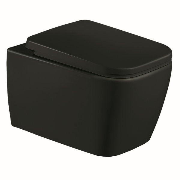 Унитаз Esbano Tiron C Matt Black подвесной, безободковый, с сиденьем микролифт, цвет черный матовый