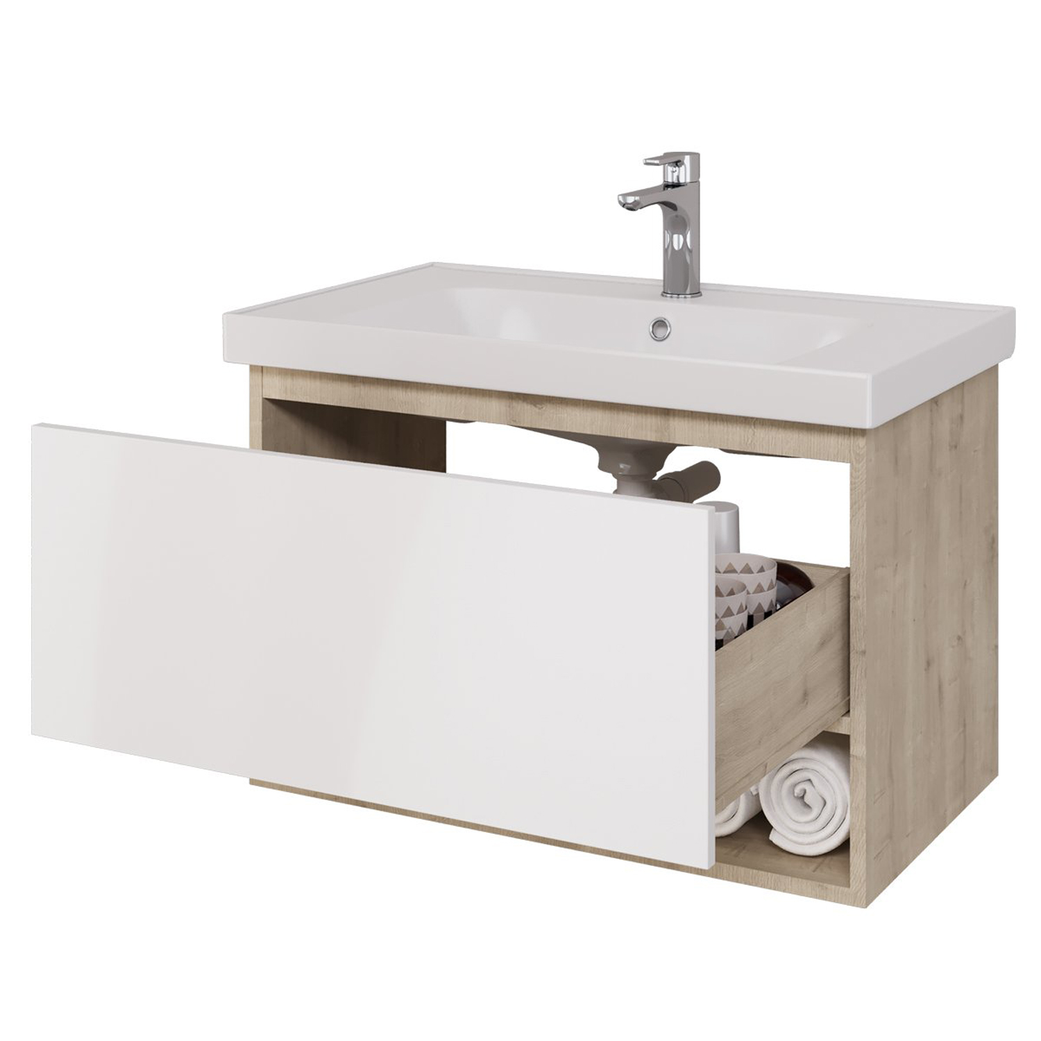 Мебель для ванной Dreja Perfecto 90, цвет дуб / белый лак - фото 1