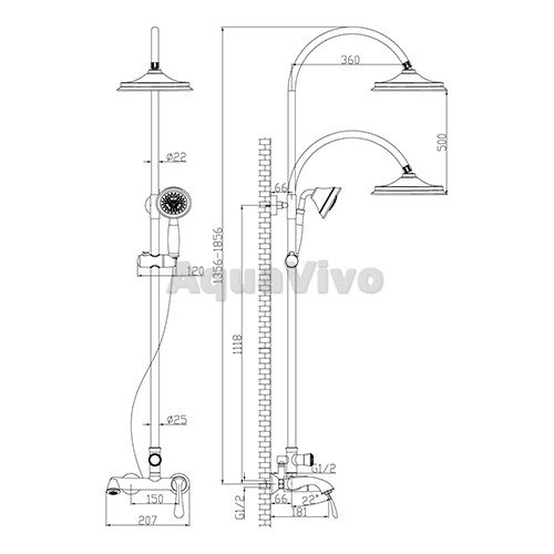 Душевая стойка Lemark Intense LM5662C, с верхним душем, смесителем, цвет хром - фото 1