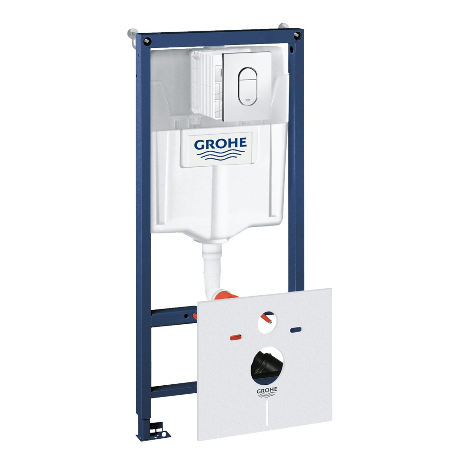 Комплект: Инсталляция Grohe 4 в 1 38929000 кнопка хром+Verna JK3021022 белый унитаз