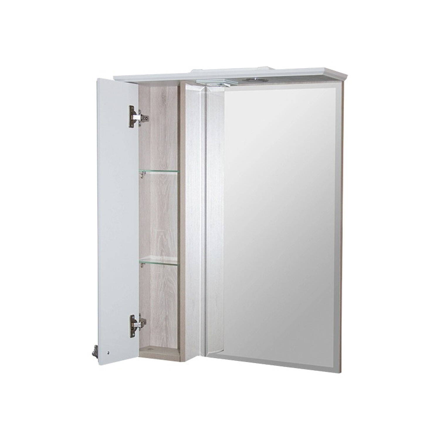 Шкаф-зеркало Mixline Версаль 55, левый, с подсветкой, цвет белое дерево - фото 1