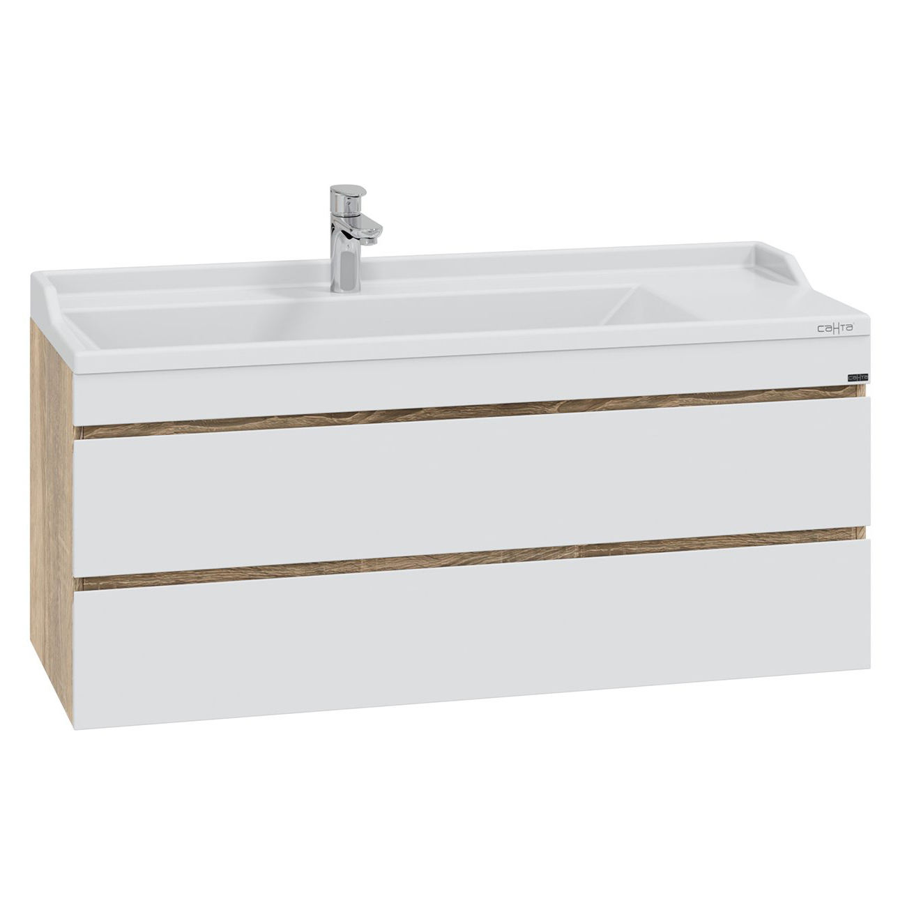 Тумба под раковину Санта Марс 120, подвесная, с 2 ящиками, цвет белый / янтарное дерево - фото 1