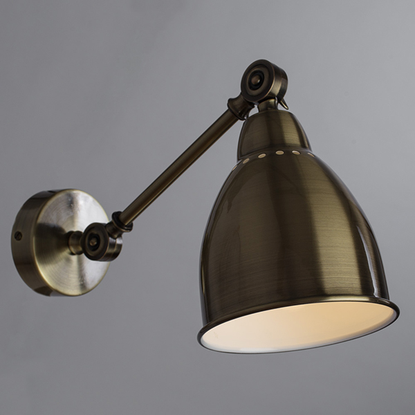 Бра Arte Lamp Braccio A2054AP-1AB, арматура бронза, плафон металл бронзовый, 15х40 см - фото 1