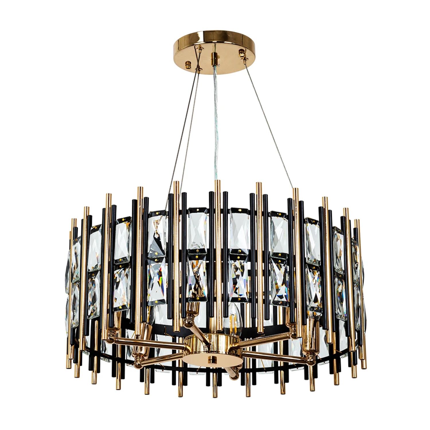 Подвесная люстра Arte Lamp Alruba A1043SP-6BK, арматура черная, плафон хрусталь прозрачный
