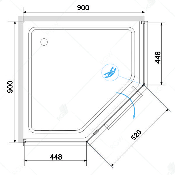 Душевой уголок RGW Hotel HO-084B 90x90, стекло прозрачное, профиль черный, с полотенцедержателем - фото 1