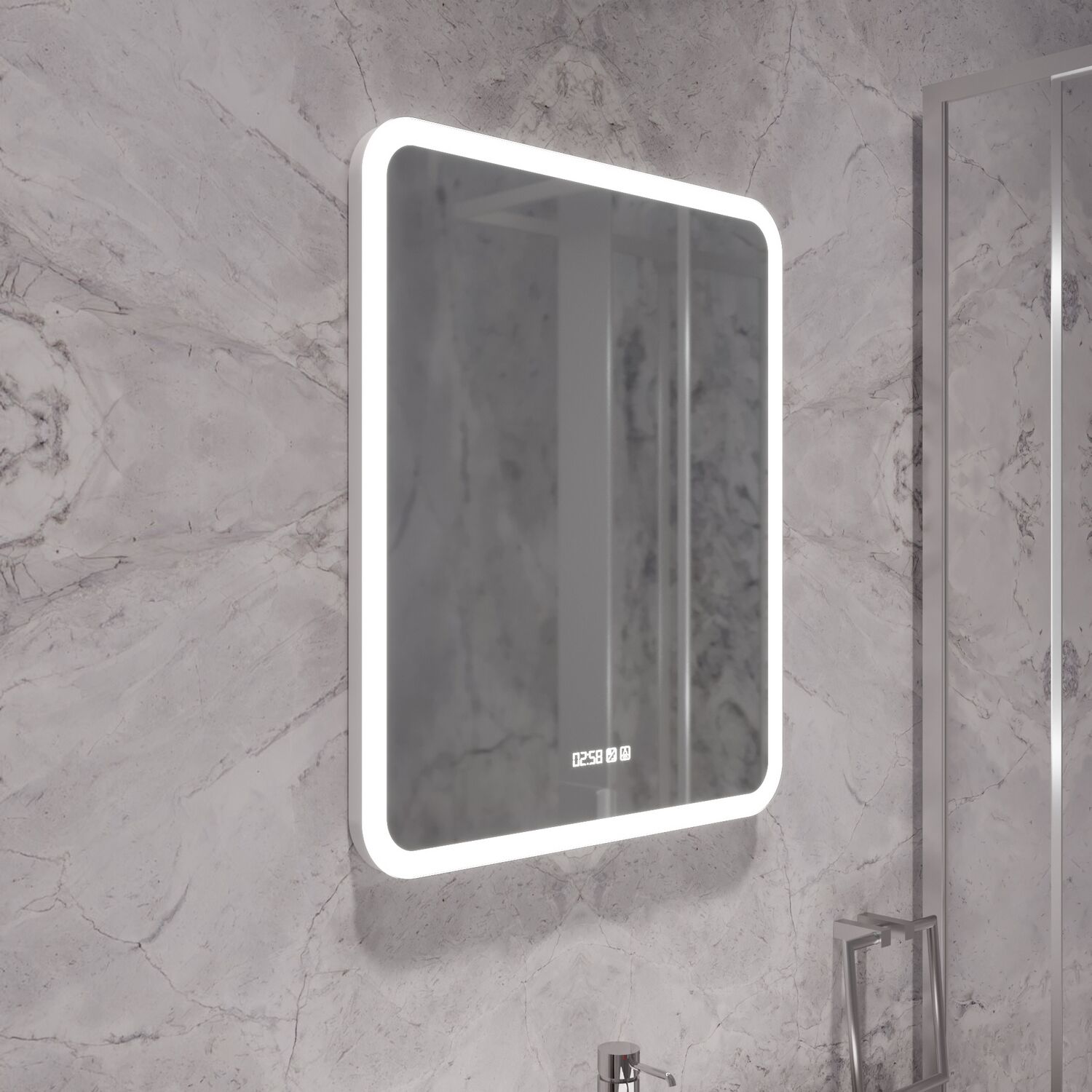 Зеркало Mixline Стив 3 60x70, с подсветкой, функцией антизапотевания, часами - фото 1