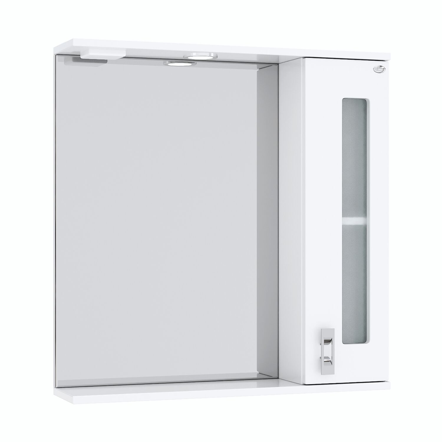 Шкаф-зеркало Оника Кристалл 67, правый, с подсветкой, цвет белый