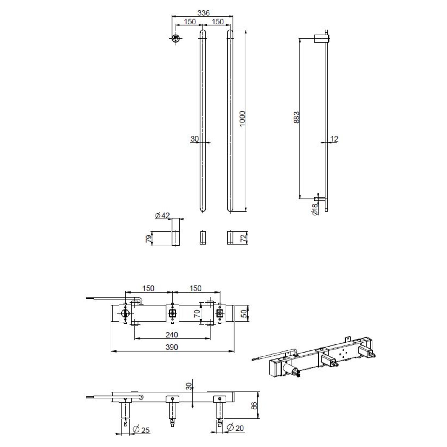 Полотенцесушитель Vincea VTD-2VT1GM 34x100 электрический, цвет вороненая сталь - фото 1