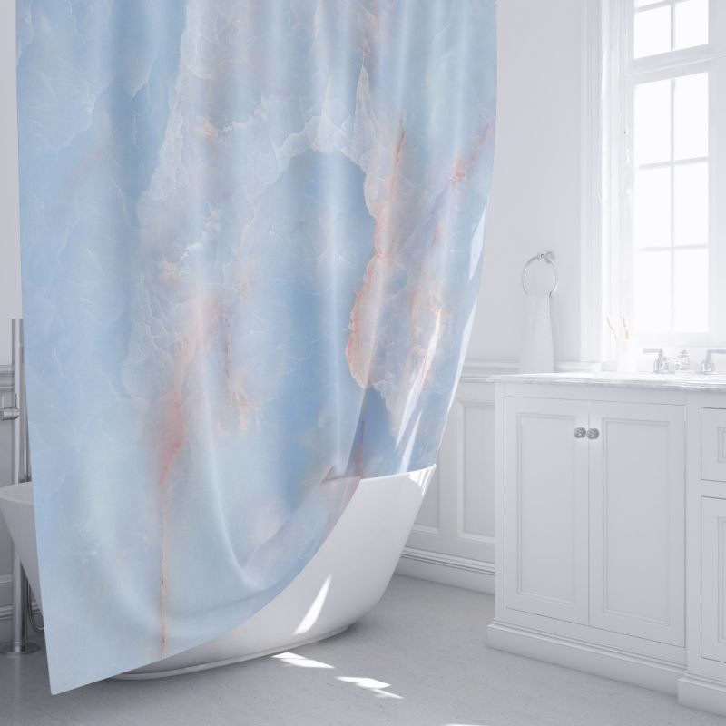 Штора для ванной Fixsen Onyx FX-2516, 180x200, цвет голубой с рисунком