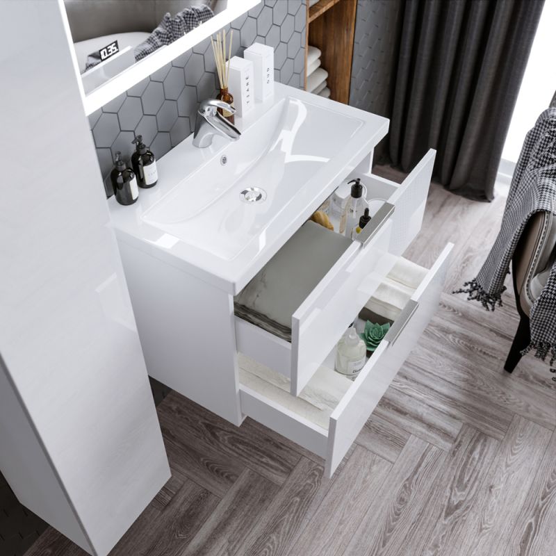 Мебель для ванной Бриклаер Хелена 80, цвет белый глянец - фото 1