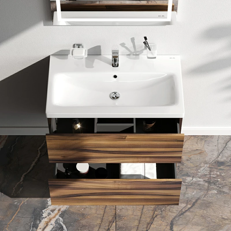 Тумба под раковину AM.PM Gem 60 подвесная, 2 ящика, цвет орех - фото 1