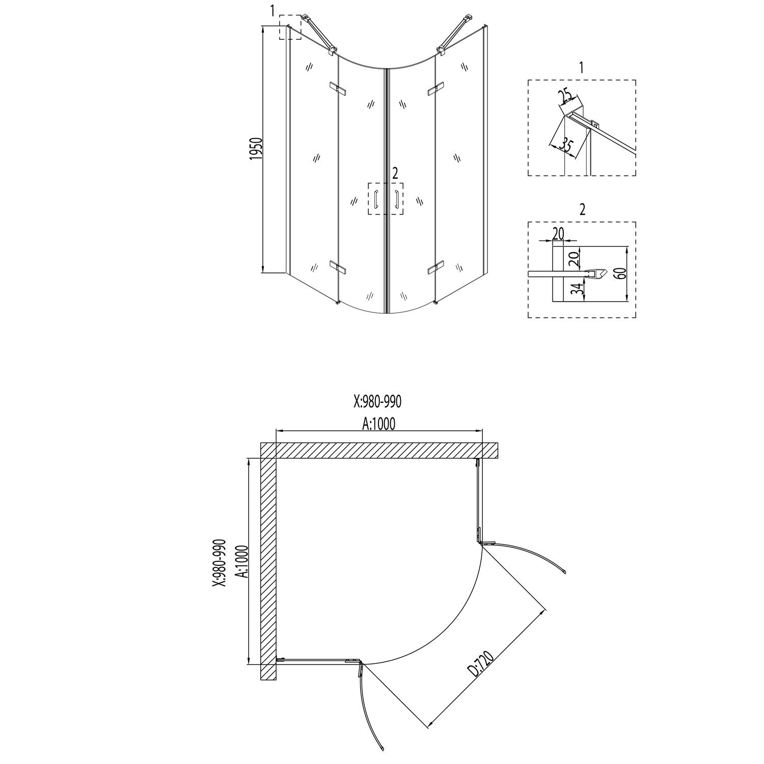 Душевой уголок Niagara Nova NG-6616-08 100x100, с поддоном, стекло прозрачное, профиль хром - фото 1