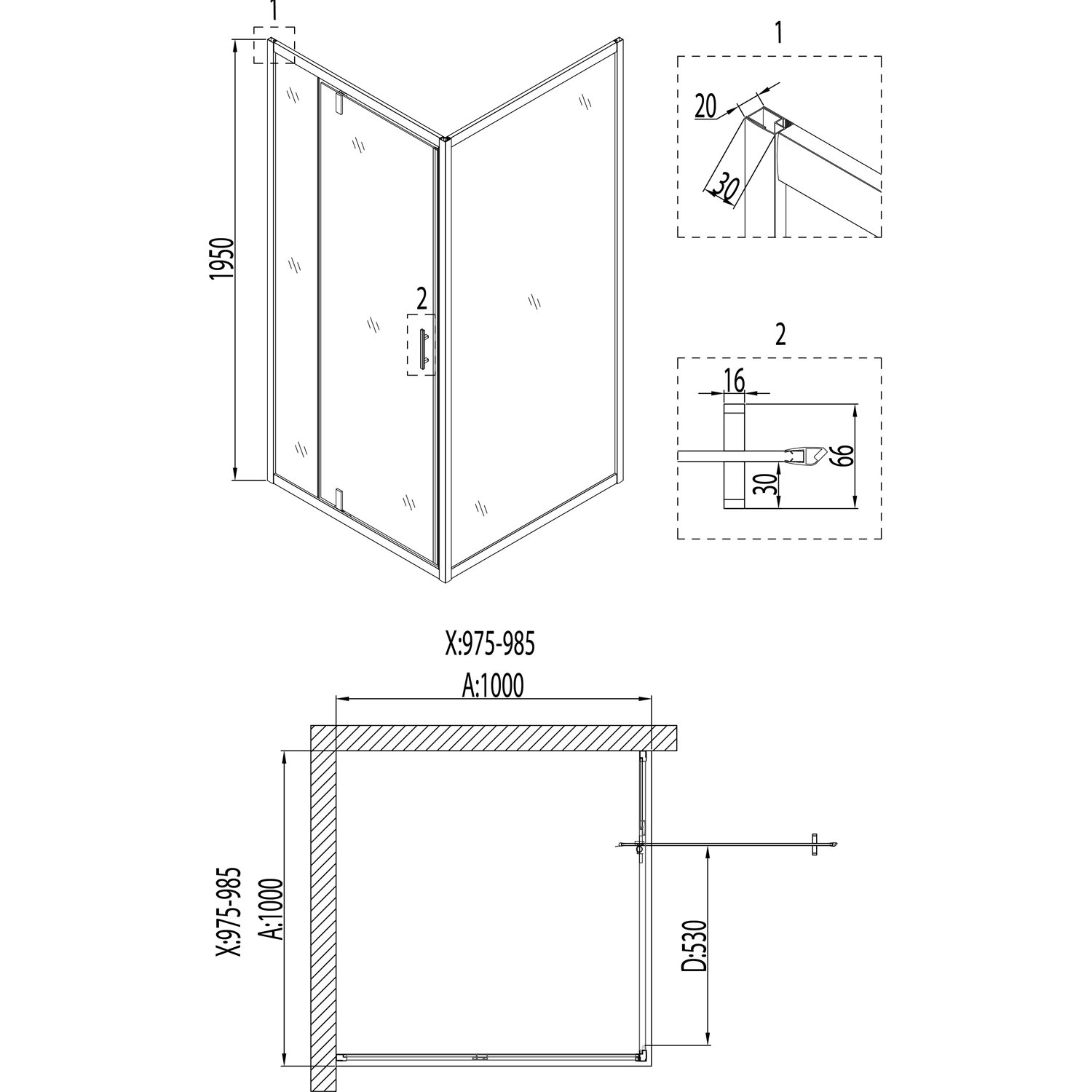 Душевой уголок Niagara Nova NG-6602-08 100x100, с поддоном, стекло прозрачное, профиль хром - фото 1