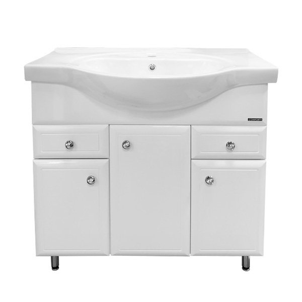 Тумба напольная Comforty Сочи 85 с раковиной Сенеж 87, цвет белый