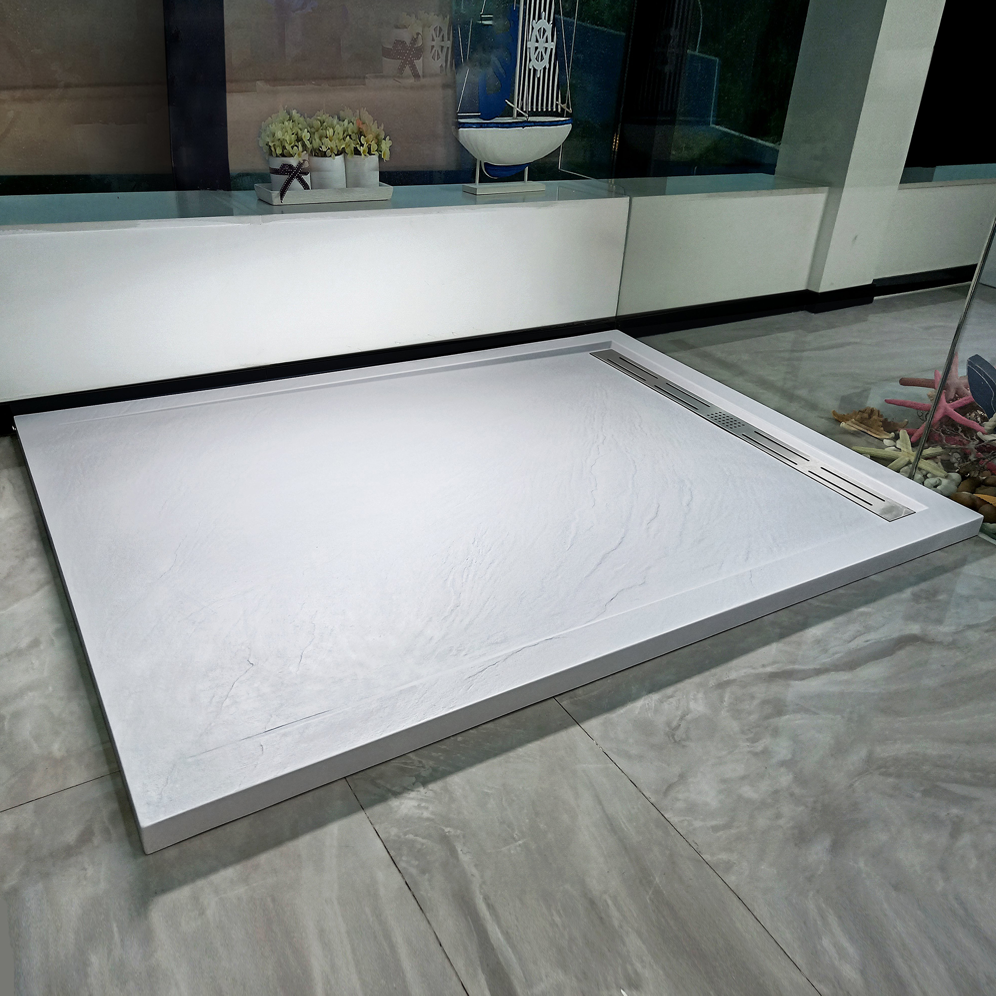 Поддон для душа Weltwasser WW TRS 14080 STONE-WT 140x80, литьевой мрамор, цвет белый