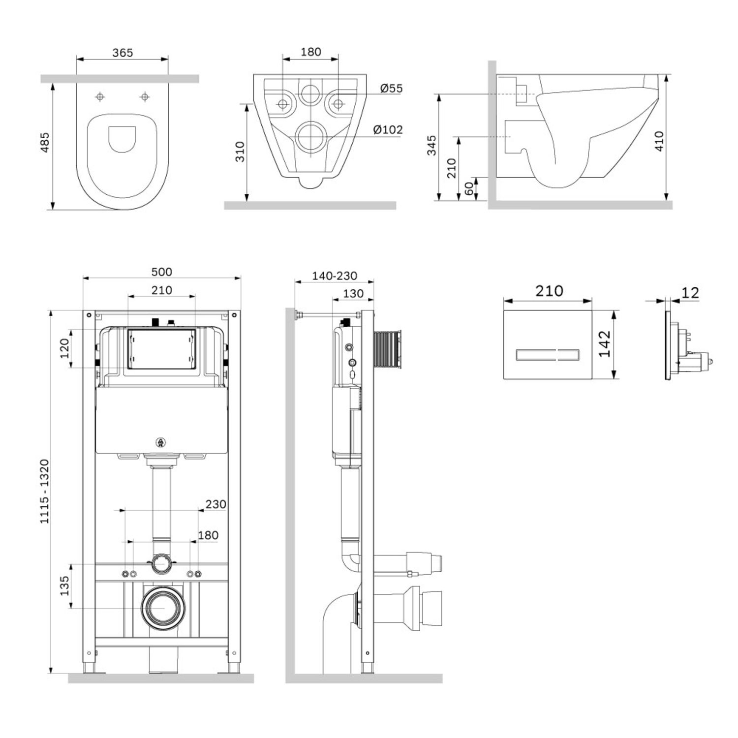 Комплект AM.PM IS450A38.701900: Инсталляция Pro + Кнопка Touchless Pro стекло черное + Унитаз Spirit V2.0 Aquaspin C701900SC белый - фото 1