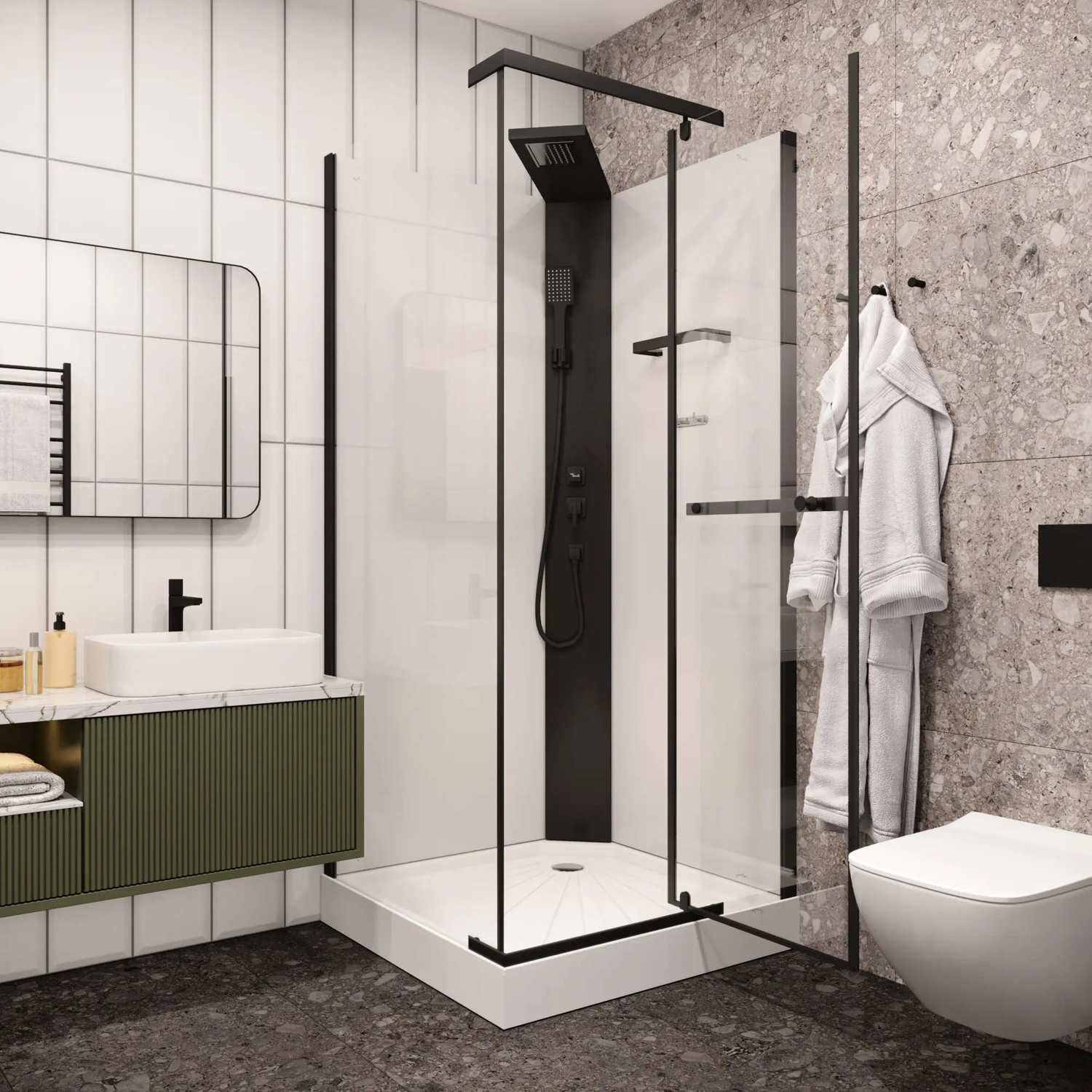 Кабина CeruttiSPA Mimi 90B 90x90, стекло прозрачное, профиль черный - фото 1