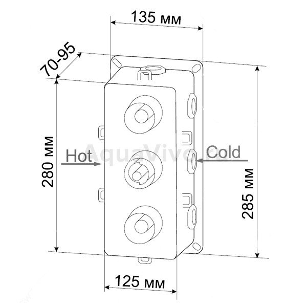 Смеситель RGW Shower Panels SP-41-01 для ванны и душа, встраиваемый, термостатический, цвет хром - фото 1