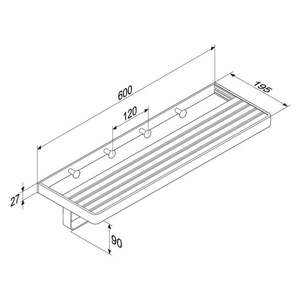 Полка Damixa Jupiter DA7737700, с крючками, 60 см, цвет черный