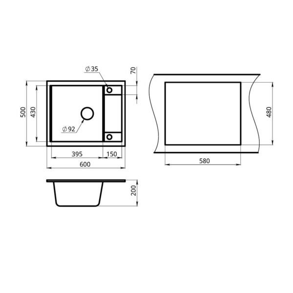 Кухонная мойка Granula GR-6002 ES 60x50, с крылом, цвет эспрессо - фото 1