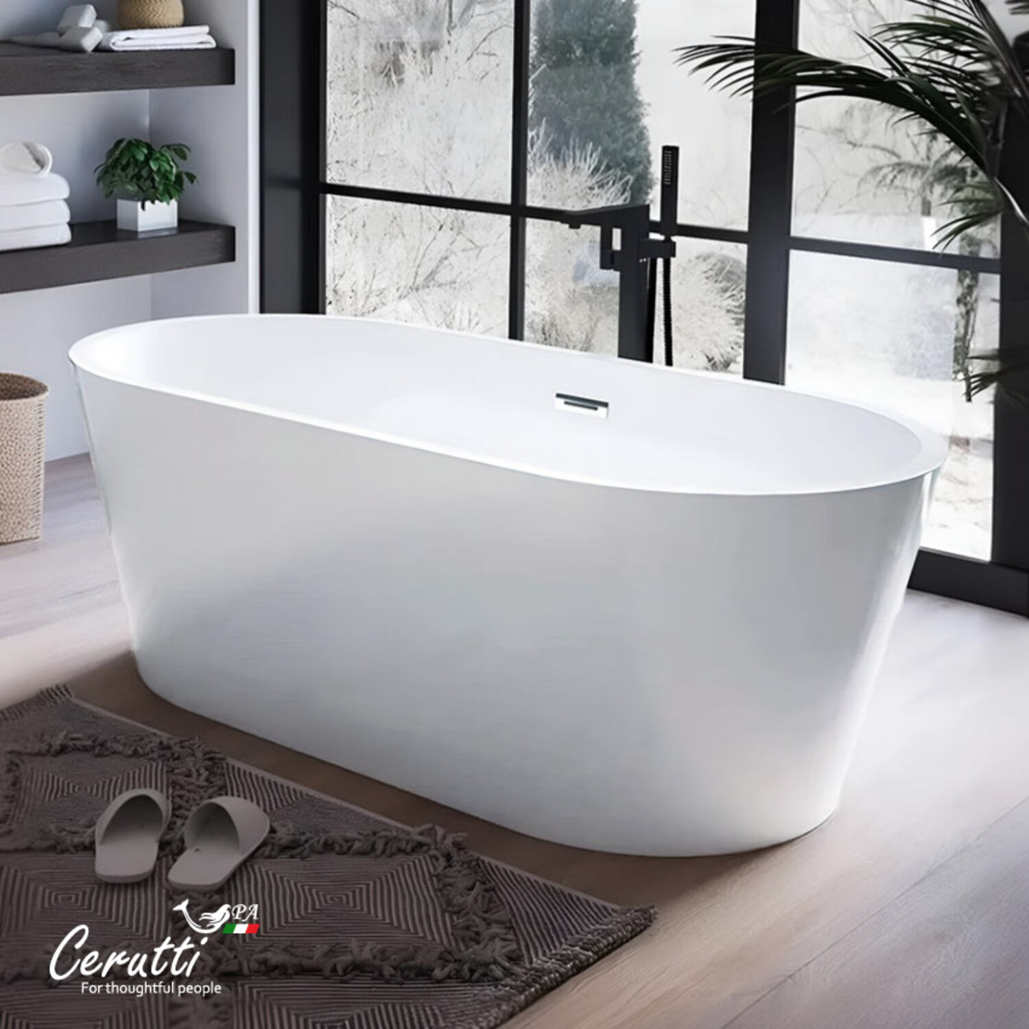 Ванна CeruttiSPA Resia CT7388 168x73 акриловая, цвет белый - фото 1