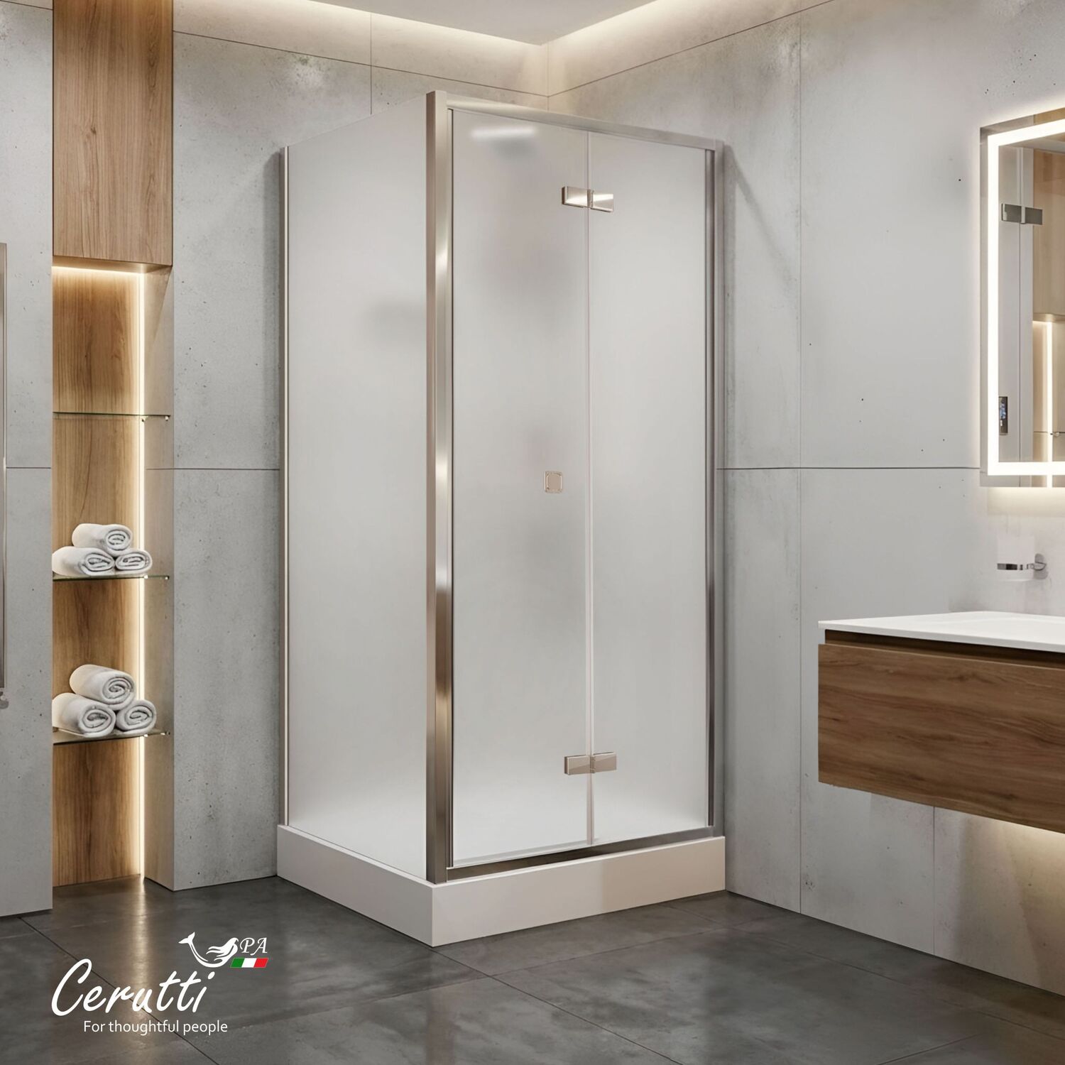 Душевая кабина Ceruttispa Bella90F 90x90, стекло матовое, профиль хром - фото 1
