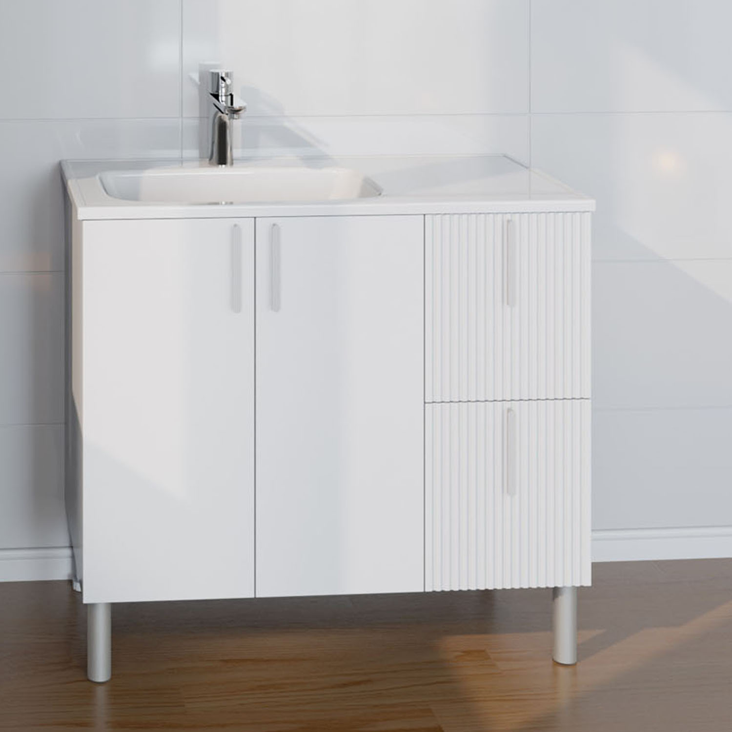 Тумба под раковину Санта Вега 90, напольная, цвет белый