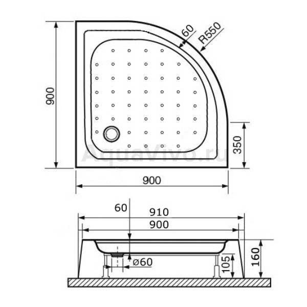 Поддон для душа RGW Acryl LUX/TN-P 90x90, акриловый, цвет белый - фото 1