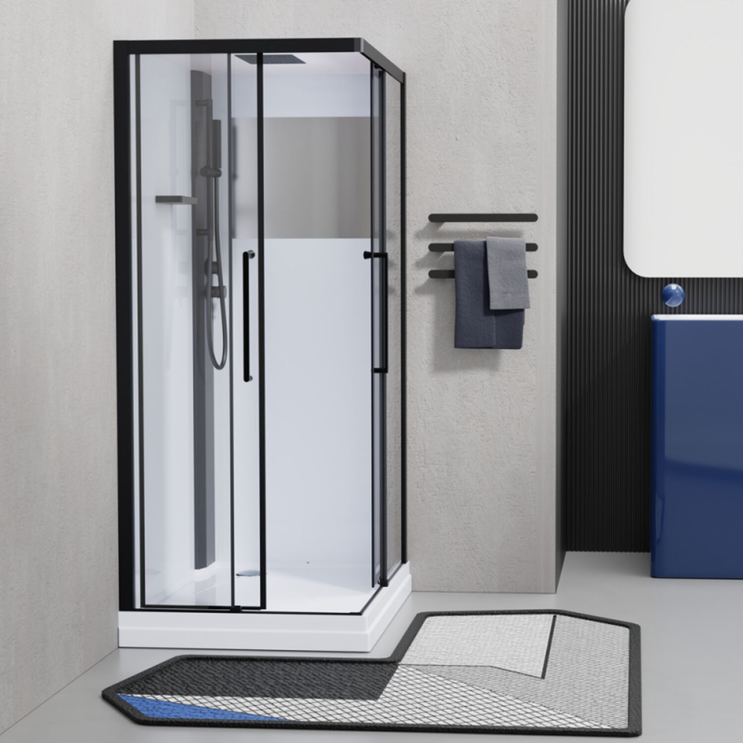 Душевая кабина Esbano Muse ESM-90CKR 90x90, стекло прозрачное, профиль черный, с крышей