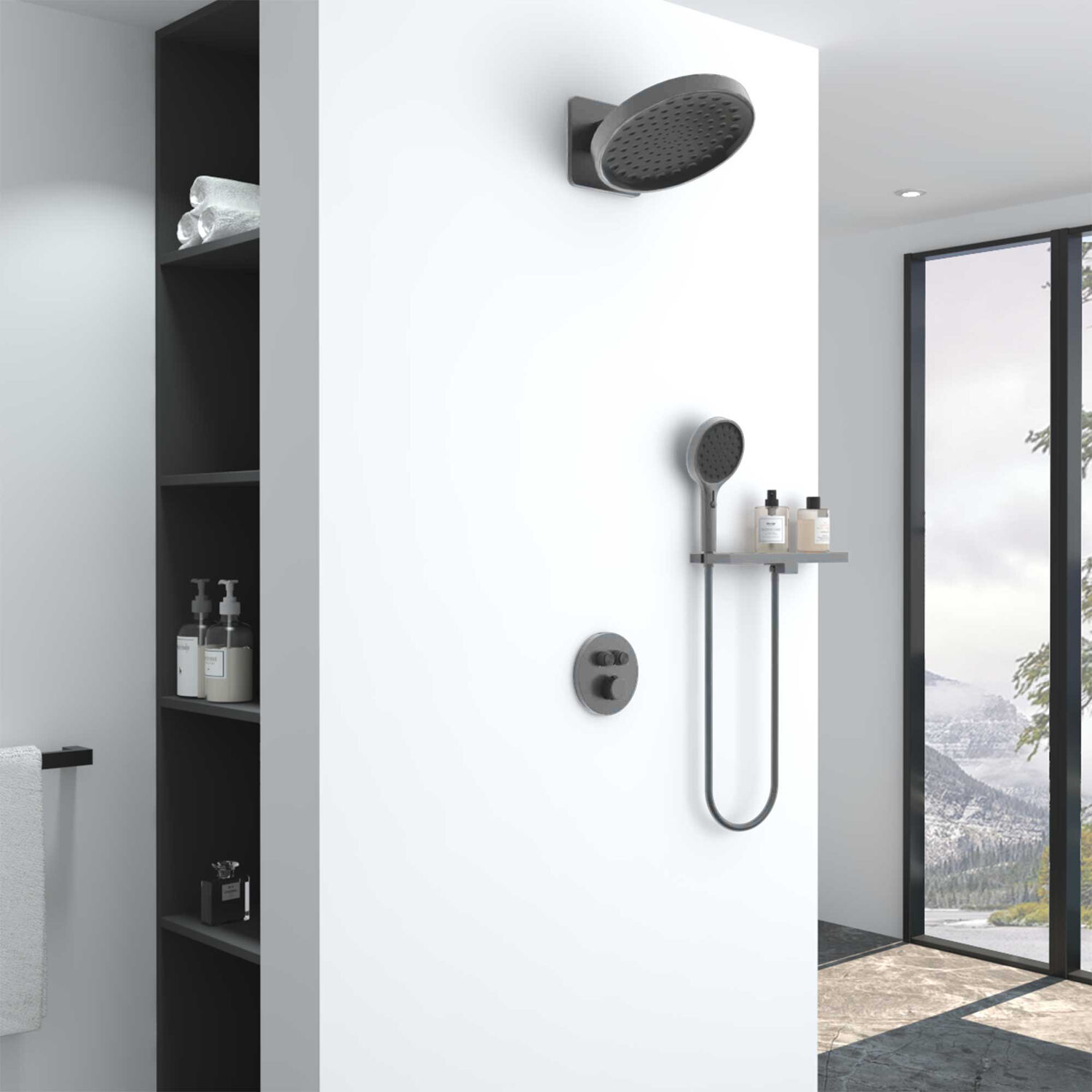 Душевой комплект Vincea Inspire VSFW-3I22MT3RGM, встраиваемый, цвет вороненая сталь - фото 1