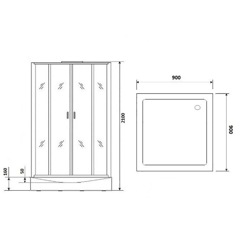 Душевая кабина Niagara Premium NG-6901-01GQ BLACK 90х90, стекло тонированное, профиль черный матовый, с крышей, с гидромассажем, с пультом управления - фото 1